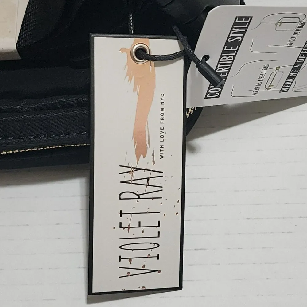 NWT $50 Violet Ray New York Black Sling Crossbody Pouch Bag Convertible Style - Picture 3 of 10